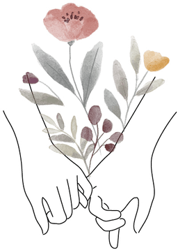 Hands holding flowers